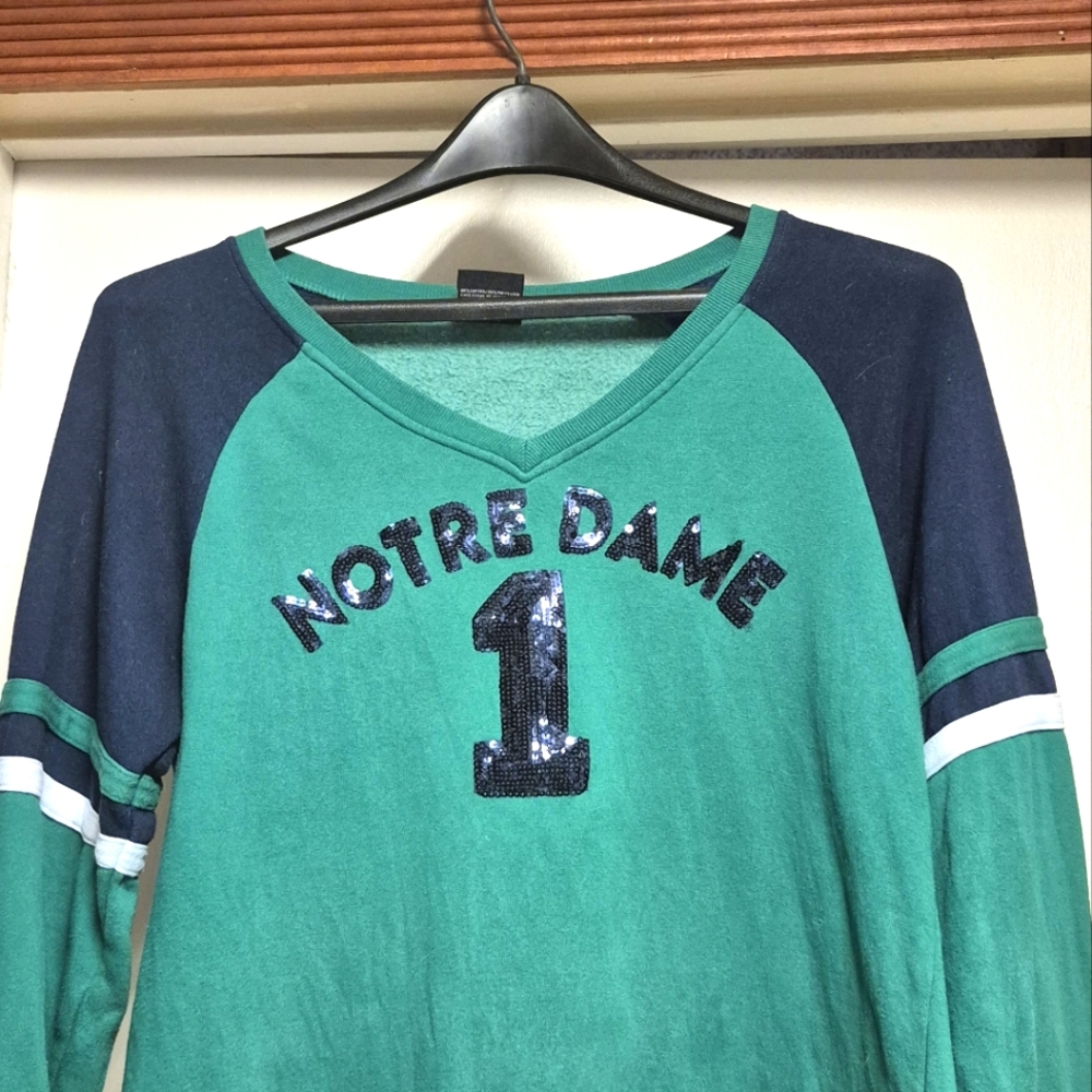 Green Notre Dame Sequin Top